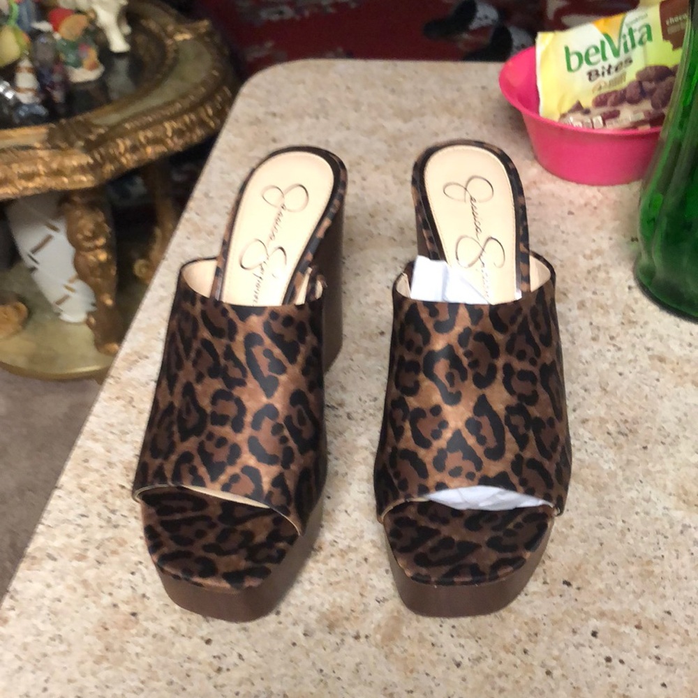 Jessica Simpson leopard wedge